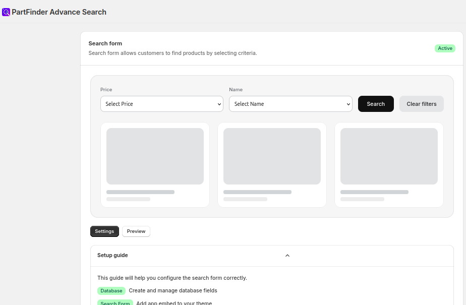 PartFinder Advanced Search UI Preview